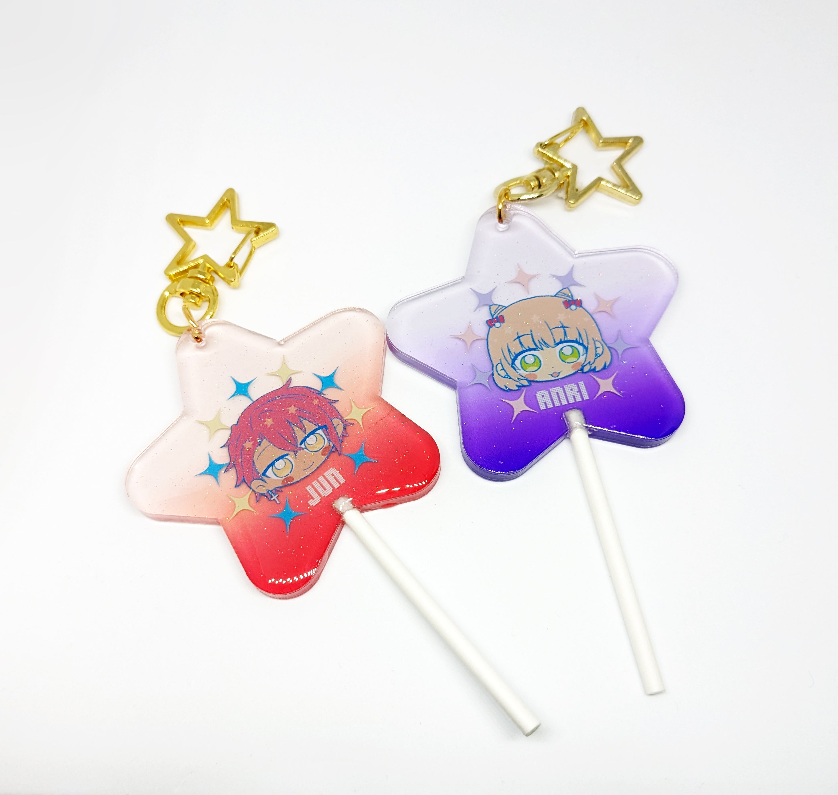 Synthesizer V ANRI, JUN, NOA - Epoxy Lollipop Keychains
