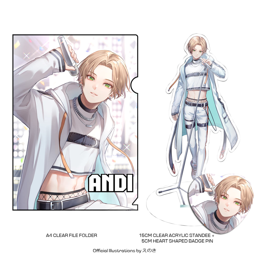Synthesizer V ANRI♂ - A4 File Folder + Clear Acrylic Standee + Heart Can Badge