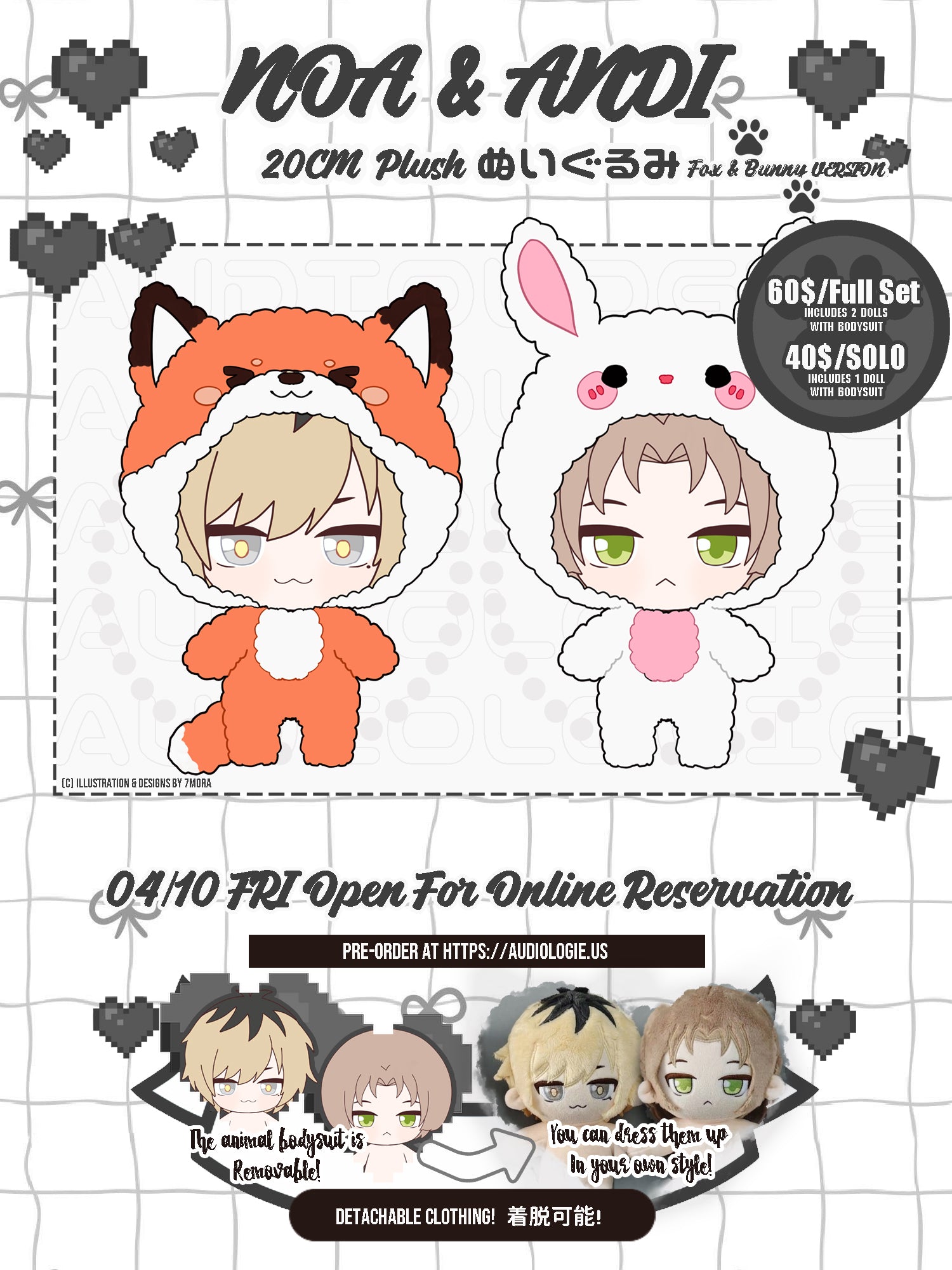 NOA & ANDI 20cm Plush Dolls (Fox & Bunny Version)