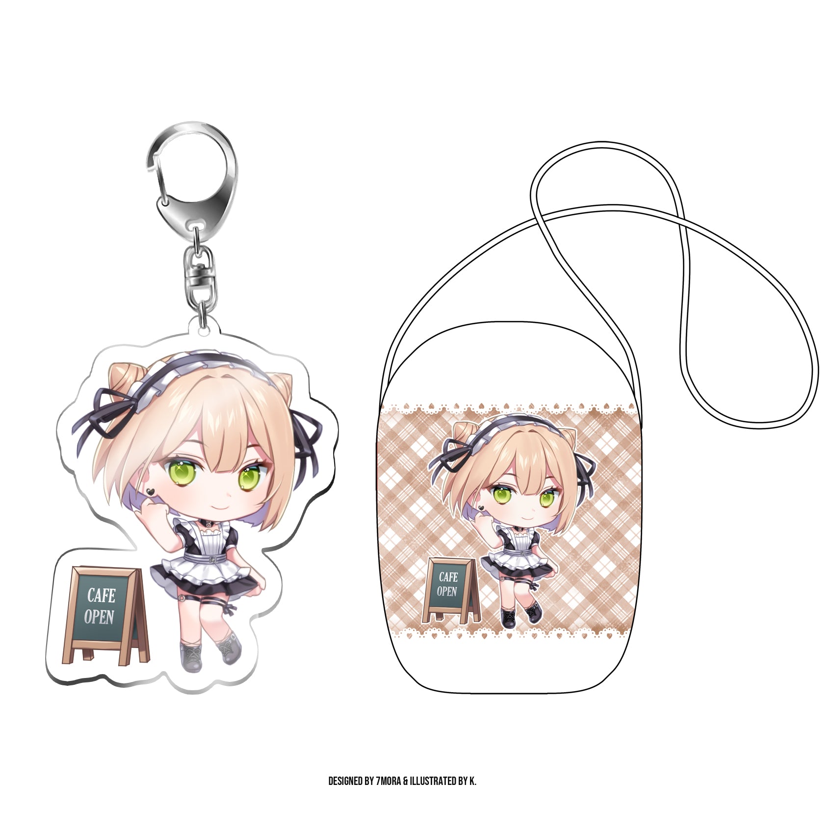 Synthesizer V ANRI, JUN, NOA Cafe Plush Pouch & Acrylic Keychains