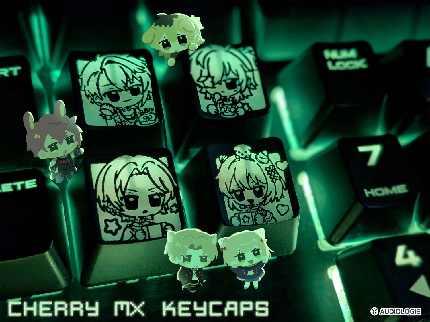 AO MUSIC ANRI, ANDI, JUN & NOA Keycaps (Black) + BONUS GIFTS