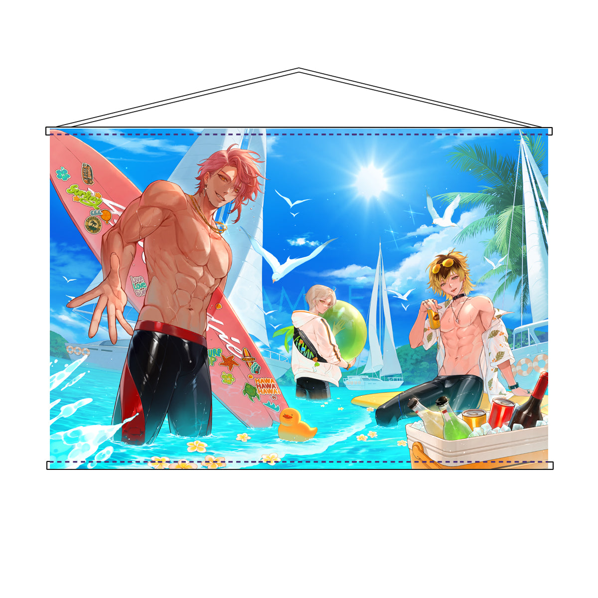 Synthesizer V JUN, NOA, ANDI Summer Edition - Large Fabric Wall Scroll B2 [53cm x 73cm  / 21'' x 32"]