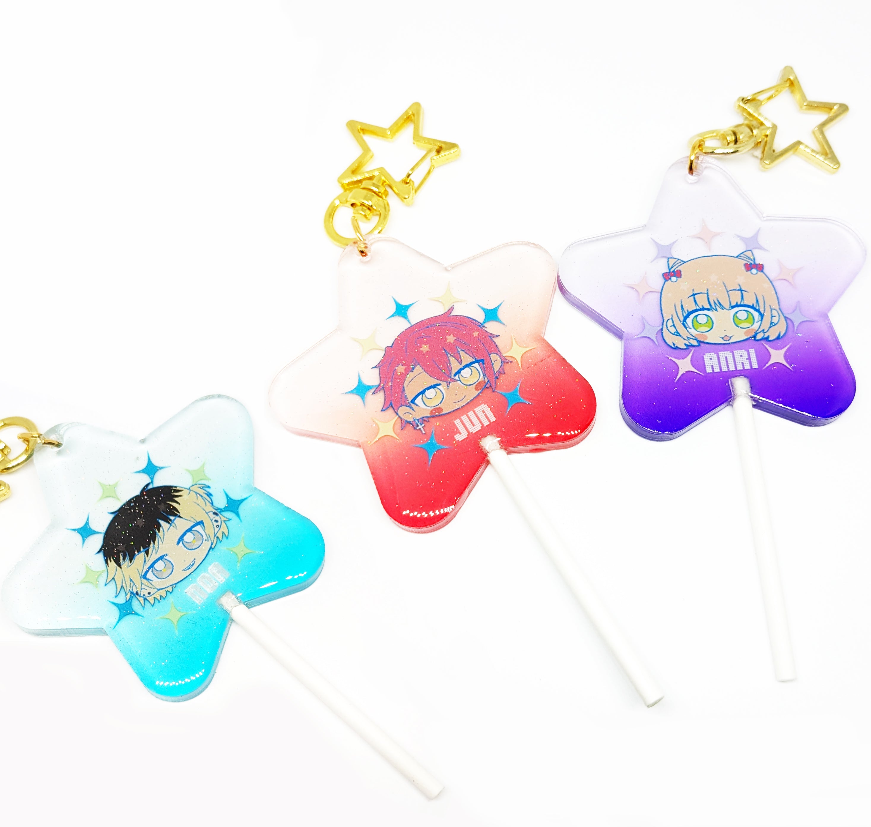 Synthesizer V ANRI, JUN, NOA - Epoxy Lollipop Keychains