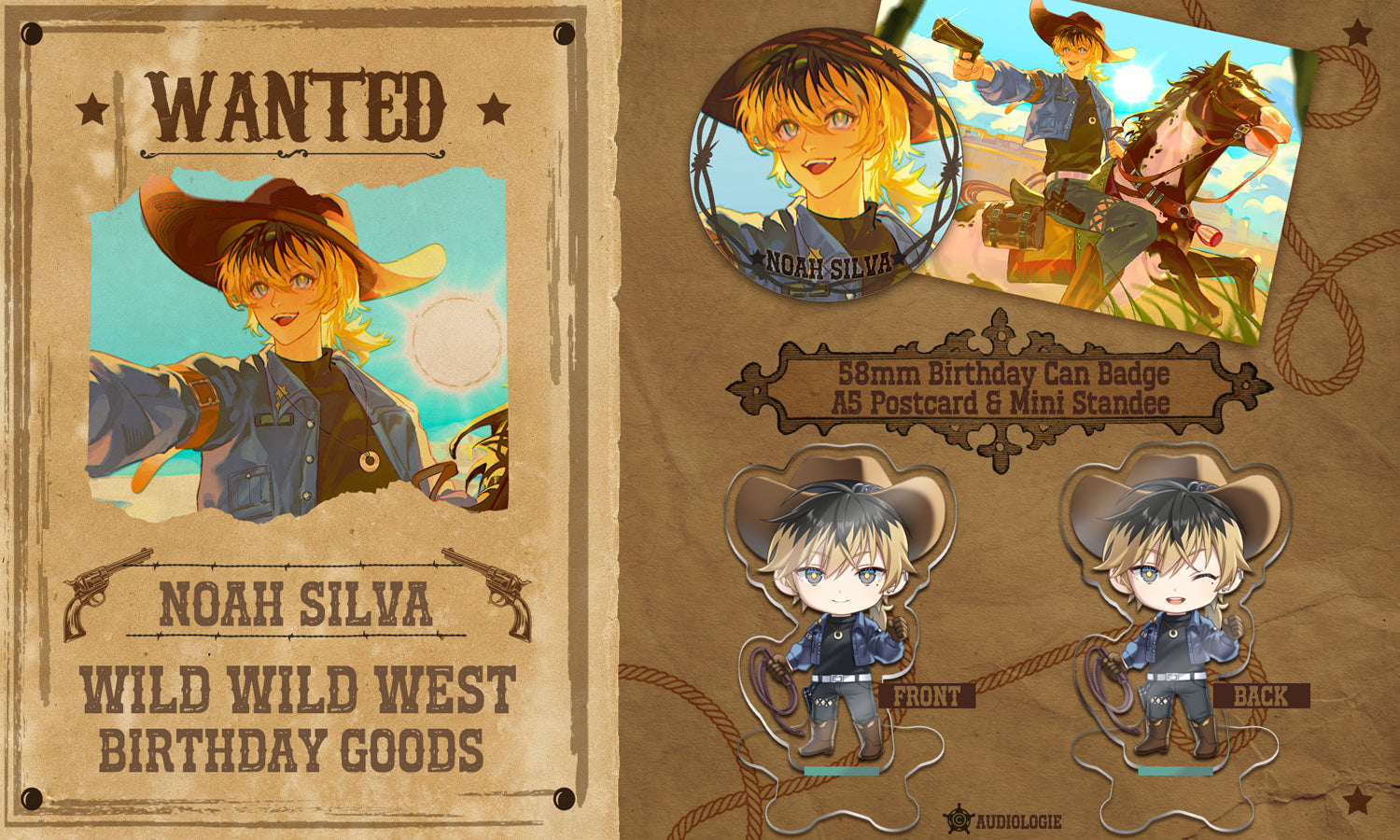Wild Wild West -  (NOA Birthday Goods) Postcard, Can Badge and Acrylic Standee Set